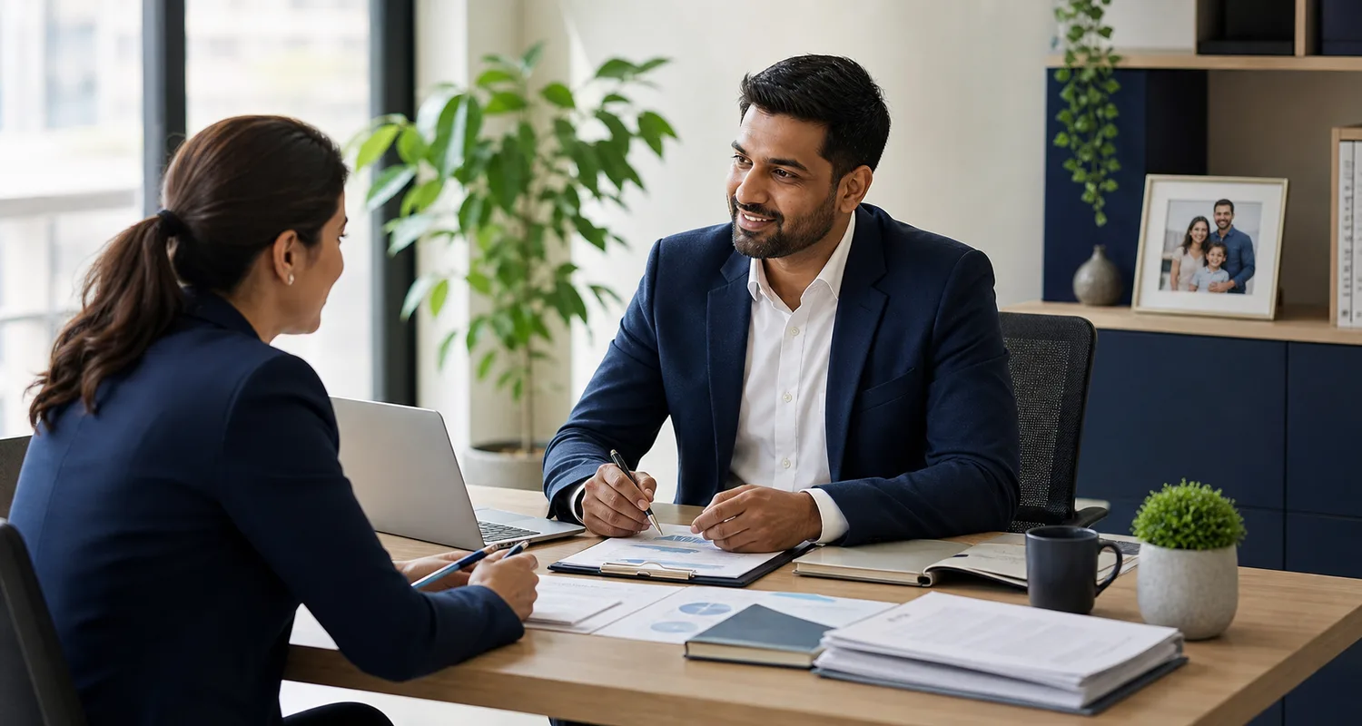 Professional advisor consultation representing trust, business, family, and protection